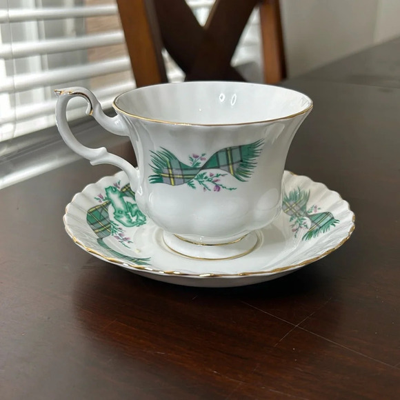 Royal Albert Teacup Saucer Cape Breton Canada Green Tartan Bone China - Picture 2 of 10